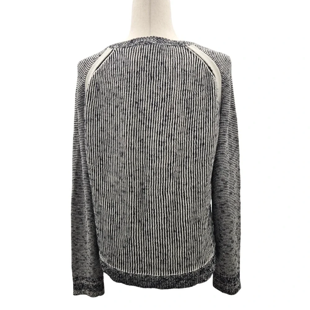 SI-IAE Womens Sweater Long Sleeve‎ Crewneck Striped Black White Larg